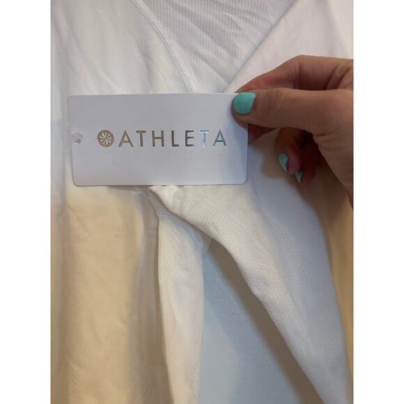 Athleta Momentum Seamless Half Zip Pullover White Medium UPF 40+ Gym Yoga - Picture 8 of 8